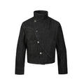 EME Stand-up Collar Button-down Denim Irregular Jacket