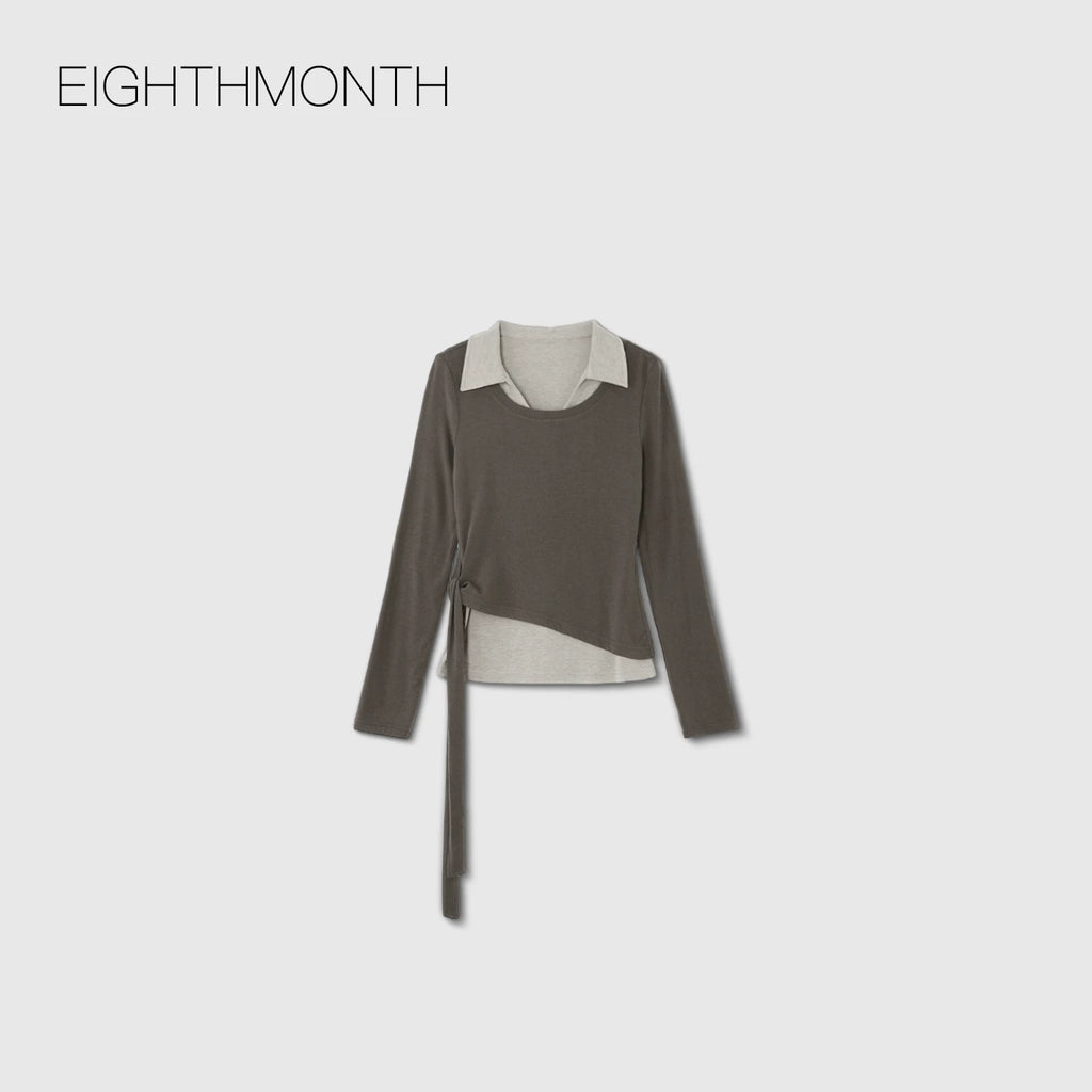 EIGHTHMONTH Fake Two-piece Lapel Slim Long Sleeve
