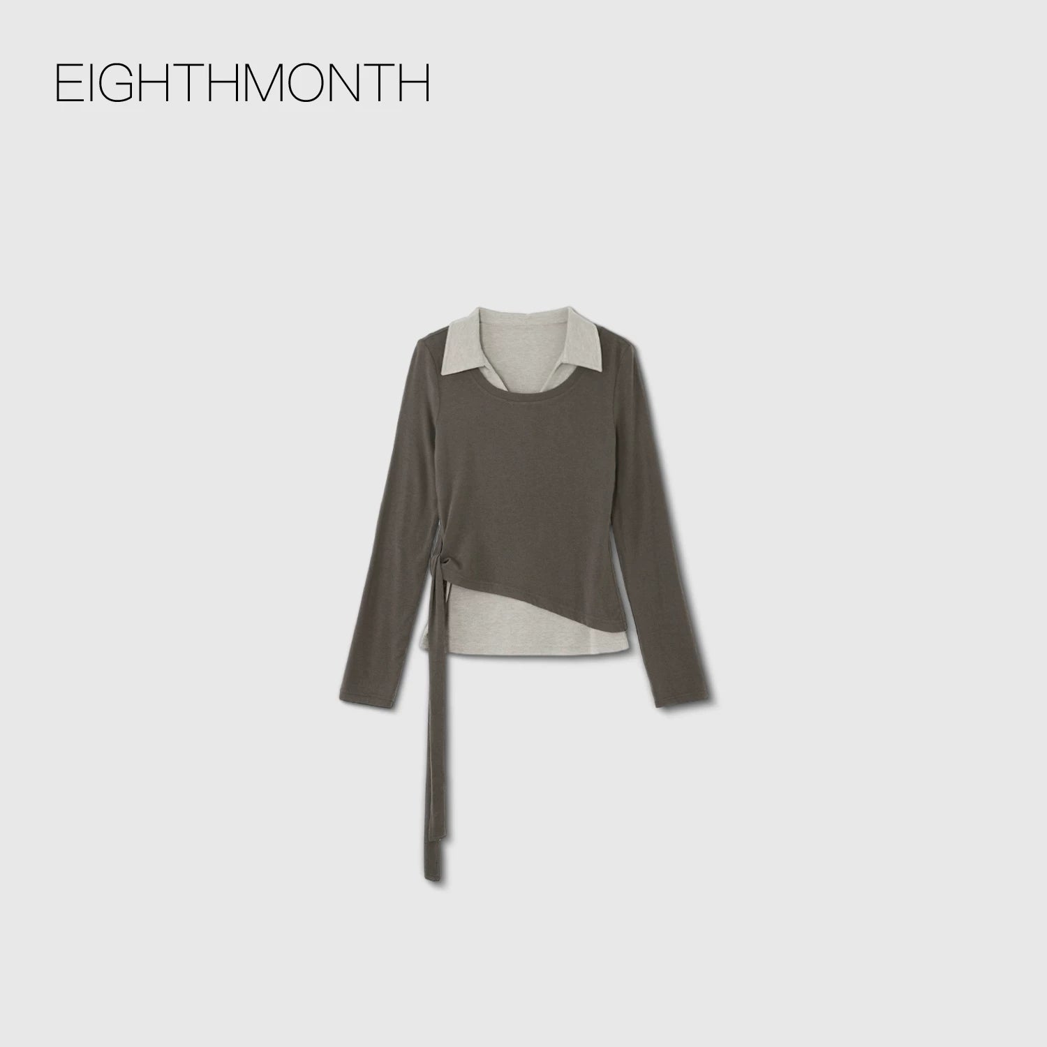 EIGHTHMONTH Contrast Slim Fake Two-piece Long Sleeve