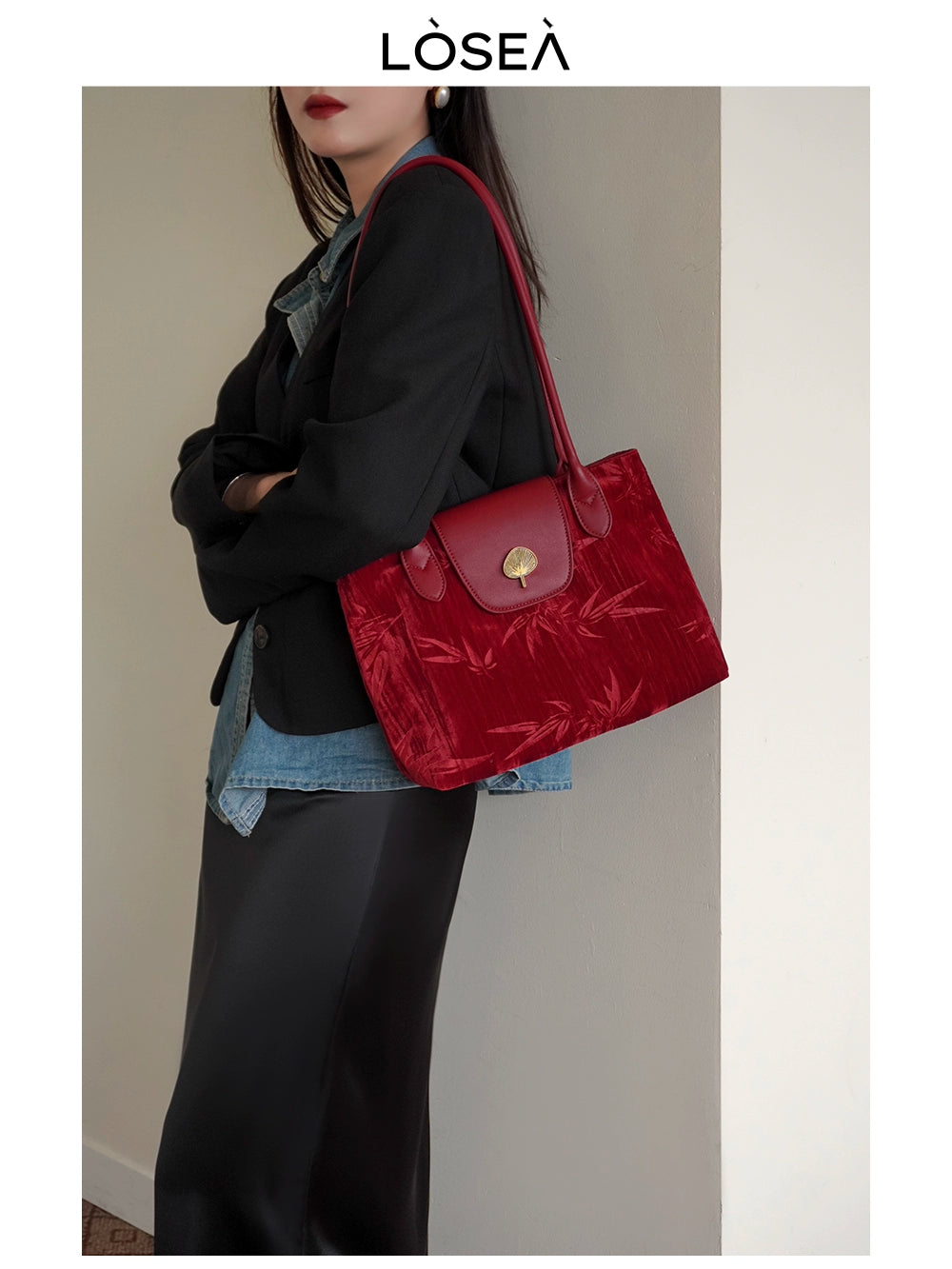 LOSEA New Chinese Style Pudong Fan Underarm Shoulder Bag