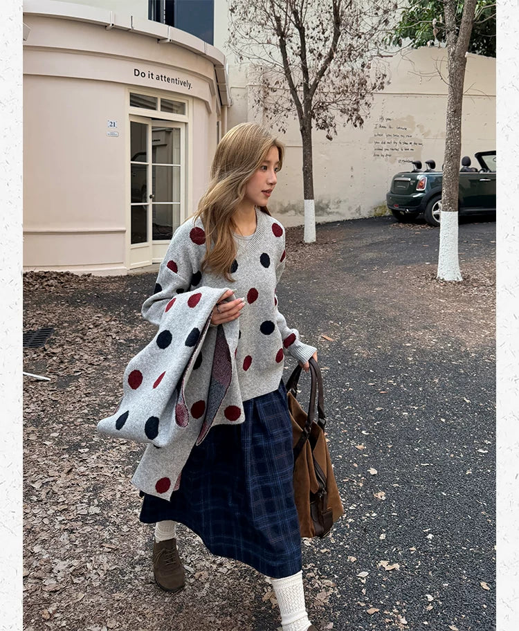 CCYE Polka Dot Lazy Wind with Scarf Sweater