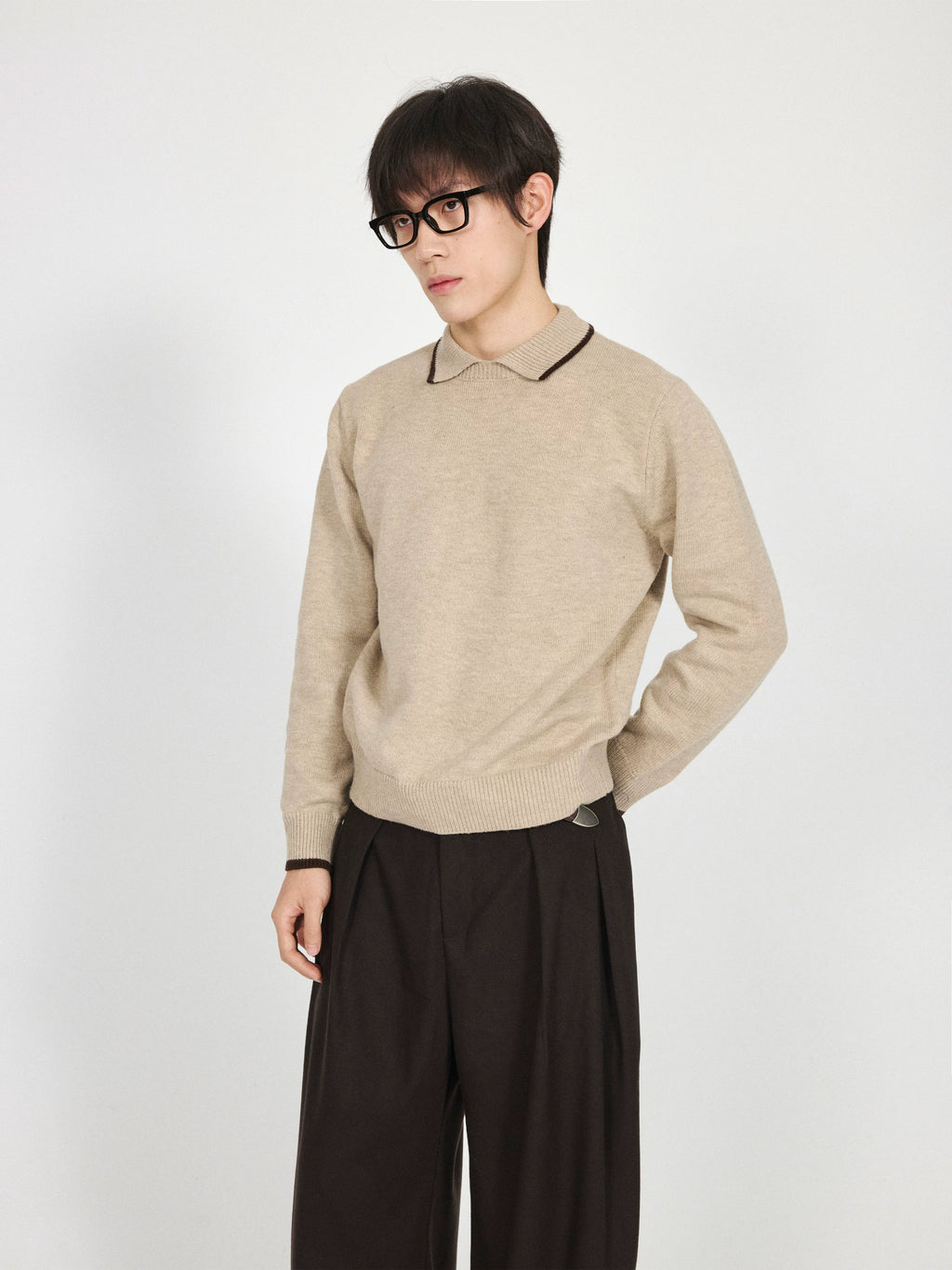 Stay The Night Contrast Polo Vibe Sweater