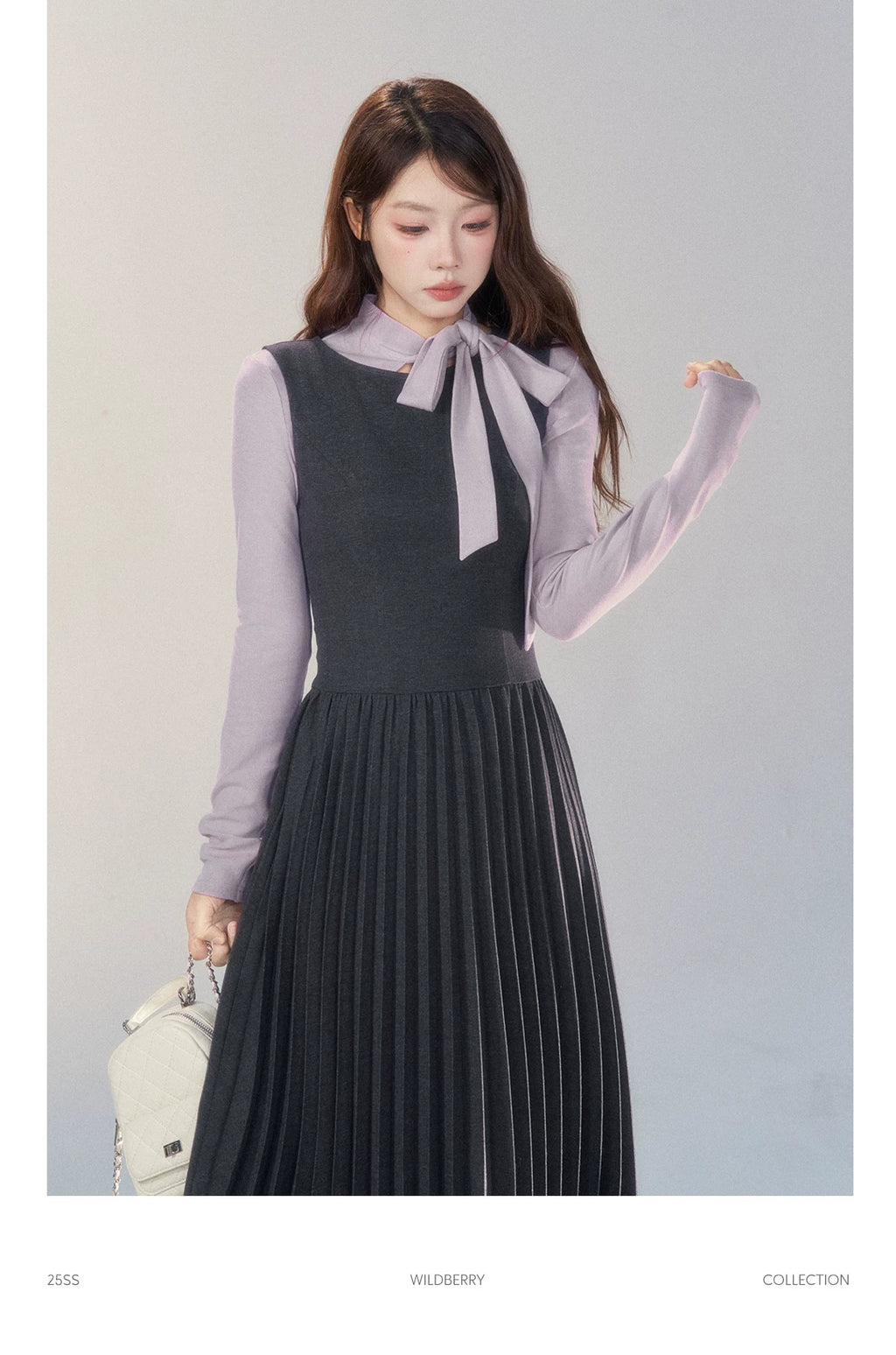 Wildberry Retro Vest High-end Pleated Dress