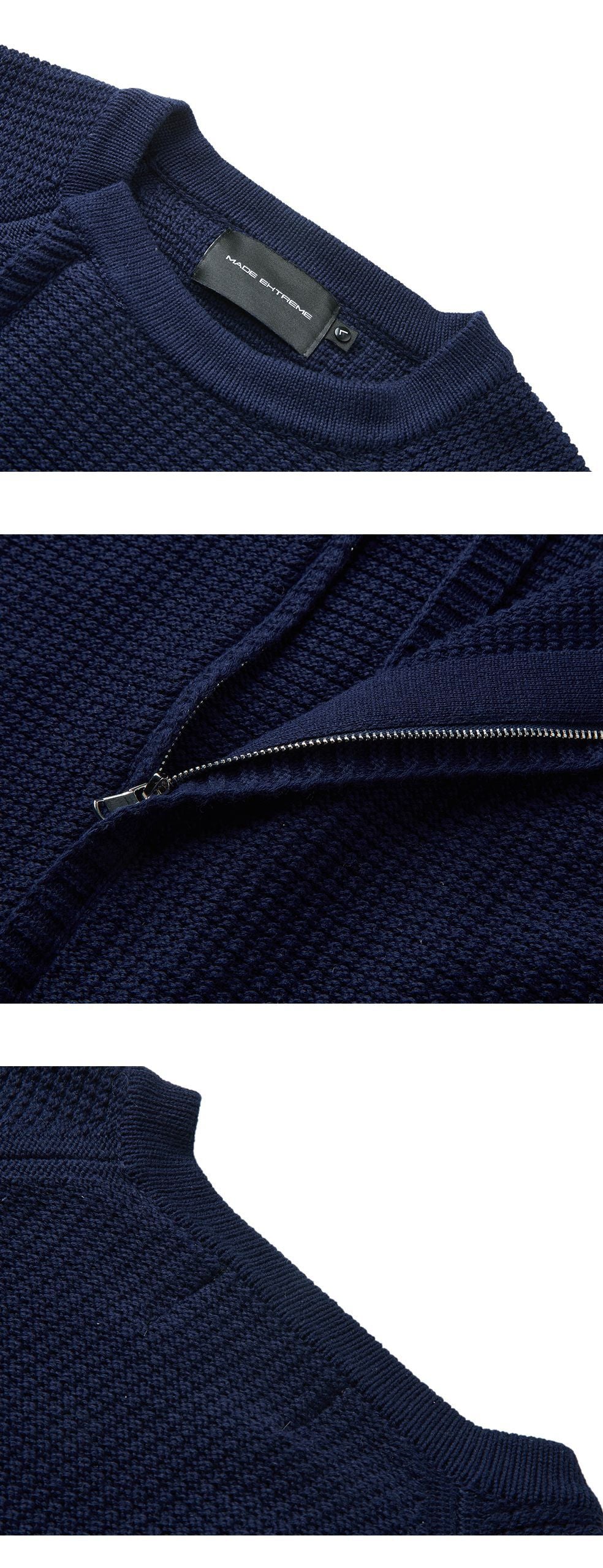 MADEEXTREME Vintage Stitched Irregular Crew Neck Sweater