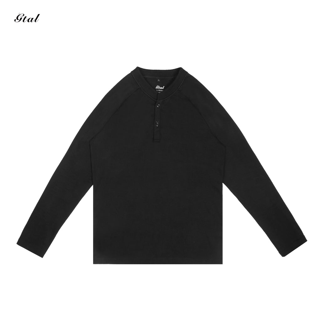 GTAL Casual Henry Collar Embroidered Long Sleeve