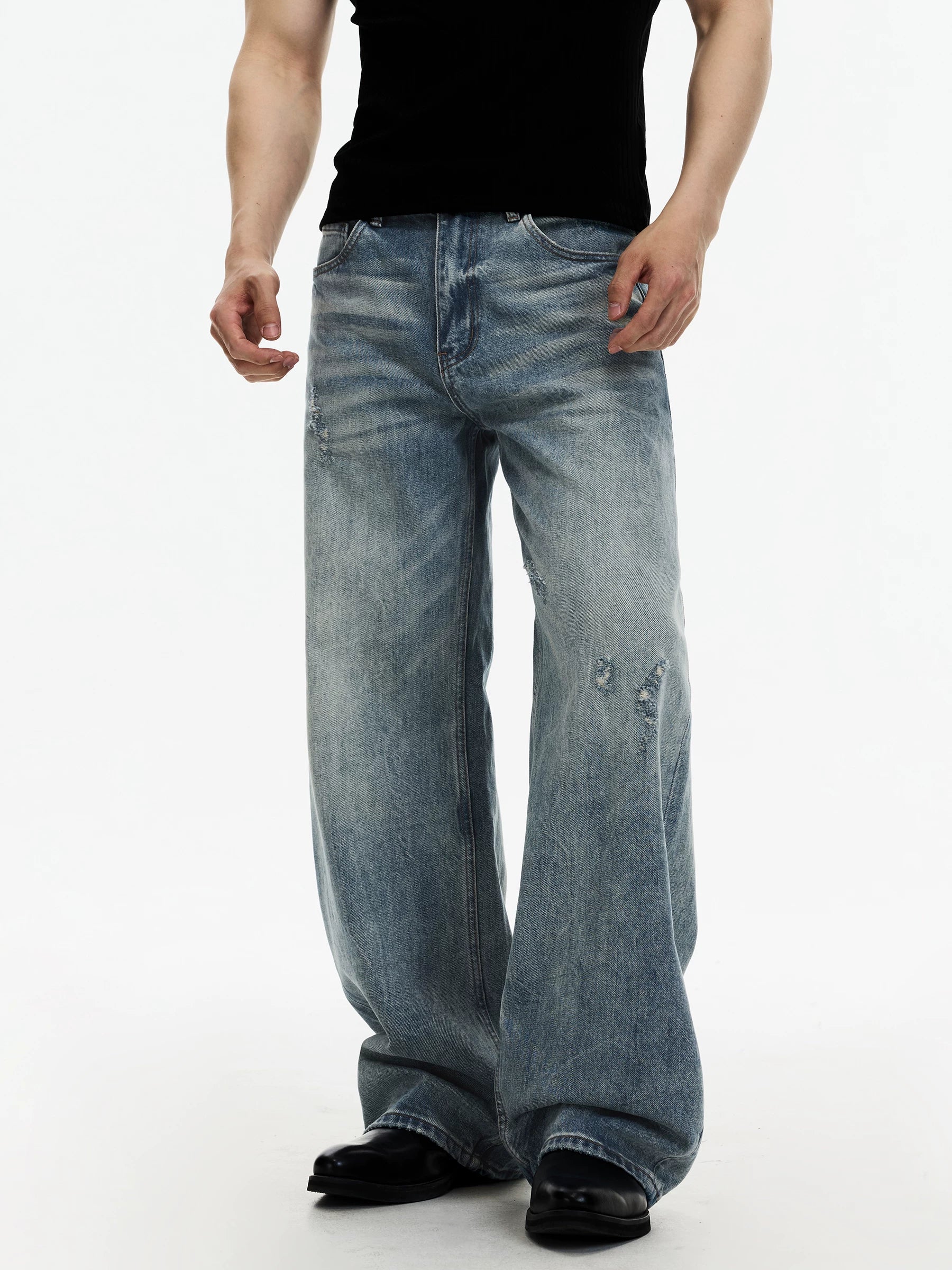 DAY NY Casual Wide-leg Ripped Jeans