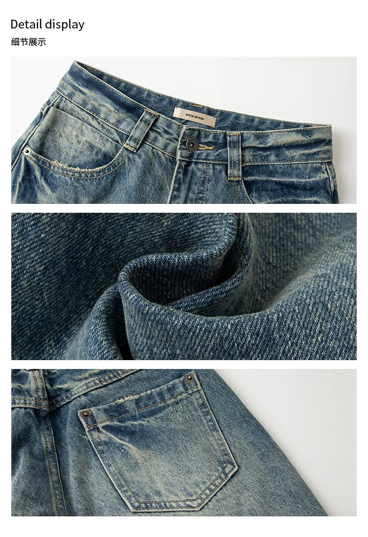 Anna Aneae High Waist Straight Wide Leg Jeans