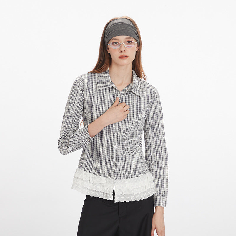 Nariele Plaid Slim-fit Long-sleeved Shirt