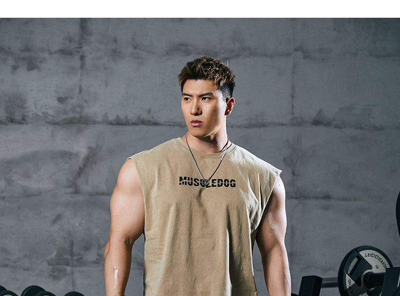 Muscle Dog Skull Print Loose Vest