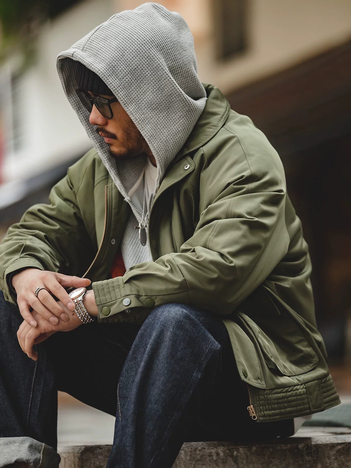 Madden Vintage Thickened Bomber Army Cotton Jacket