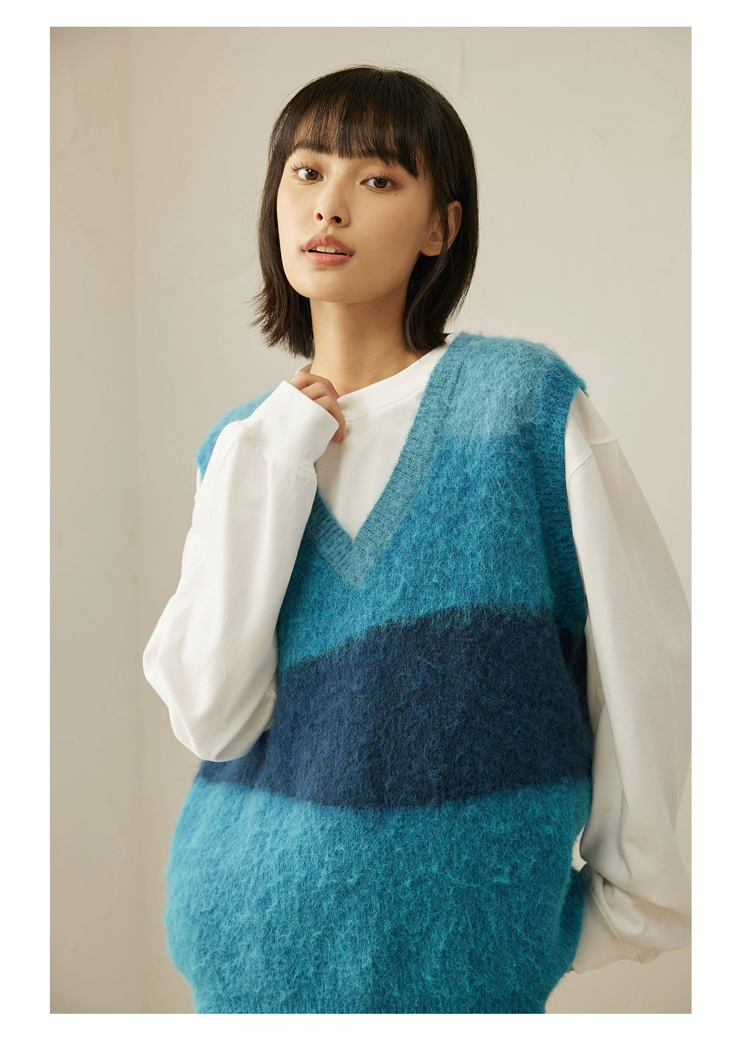 LR MADE Retro Contrasting Color Splicing Short Vest