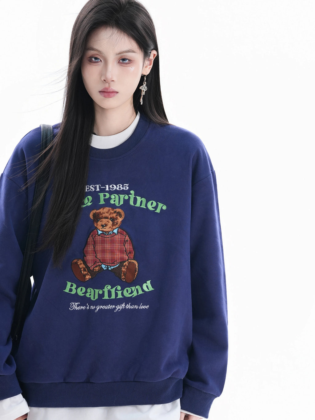 Zuocisankon Personality Cute Bear Print Long Sleeve