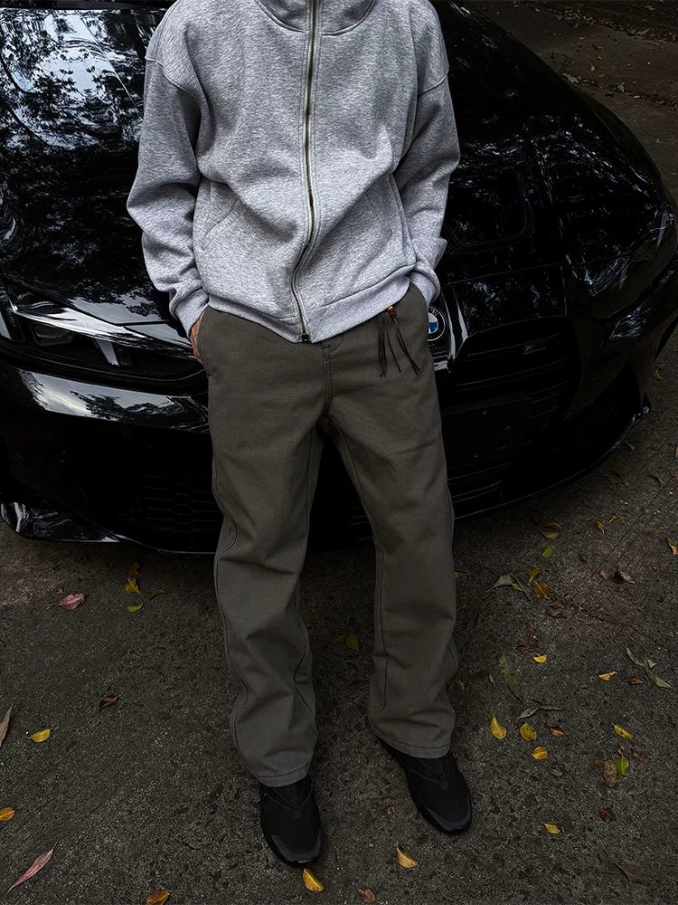 ZOZOFOREST Fleece Stiff Washed Casual Pants