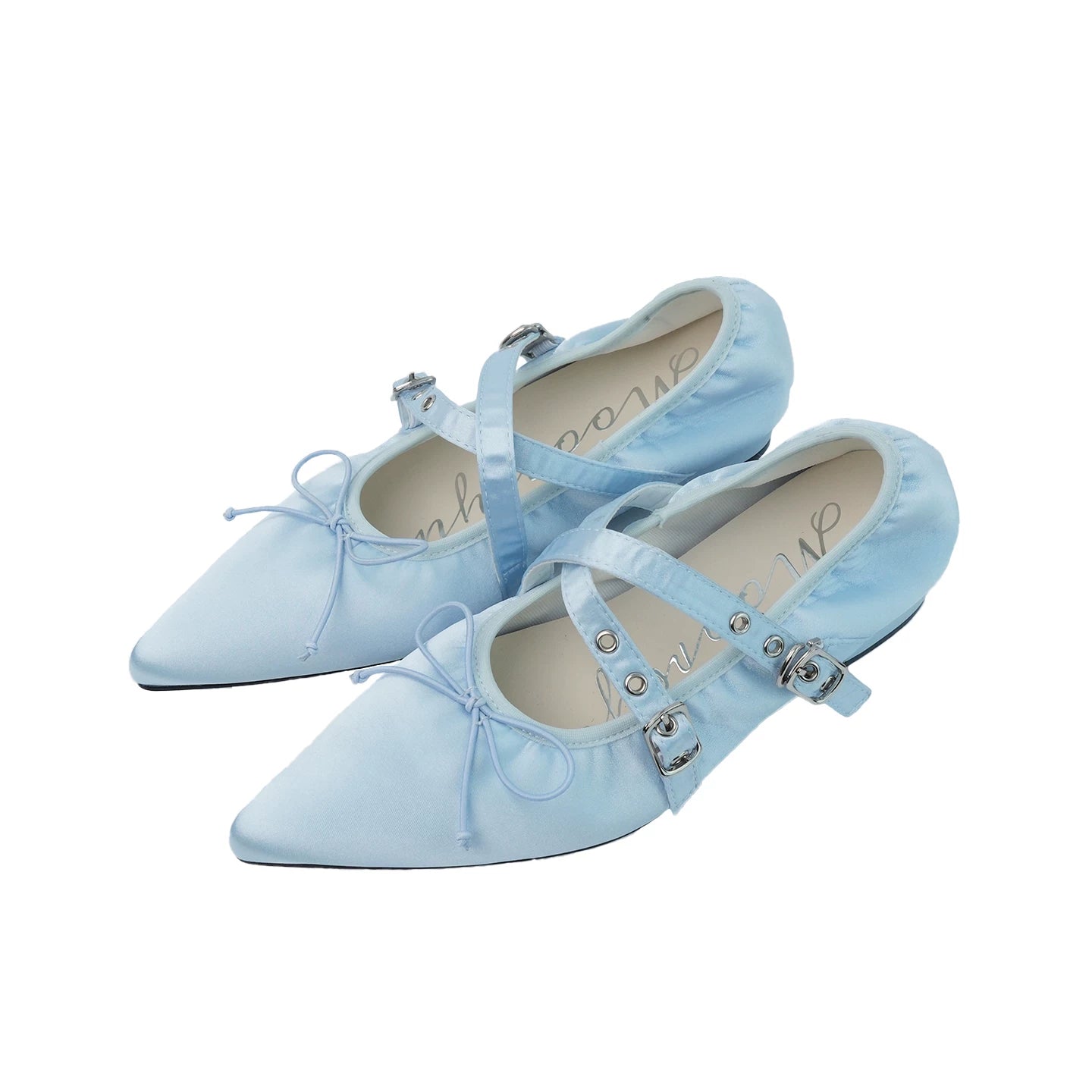 Mooreyu Pointed Head Shallow Mouth Bow Cross Strap Single Shoe