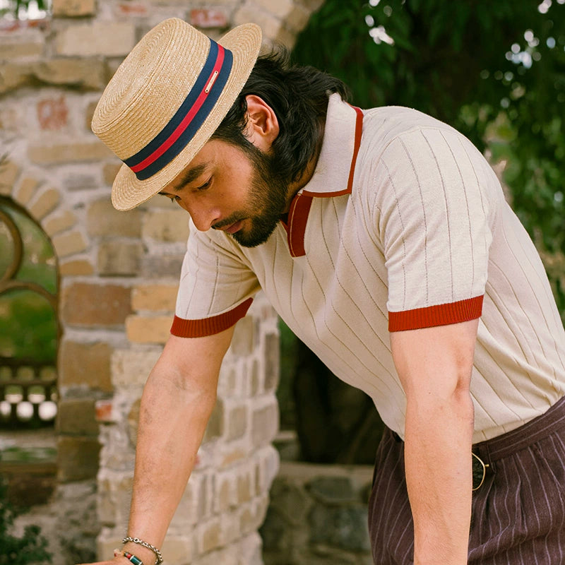 SOARIN Striped Gentleman Lapel Tee