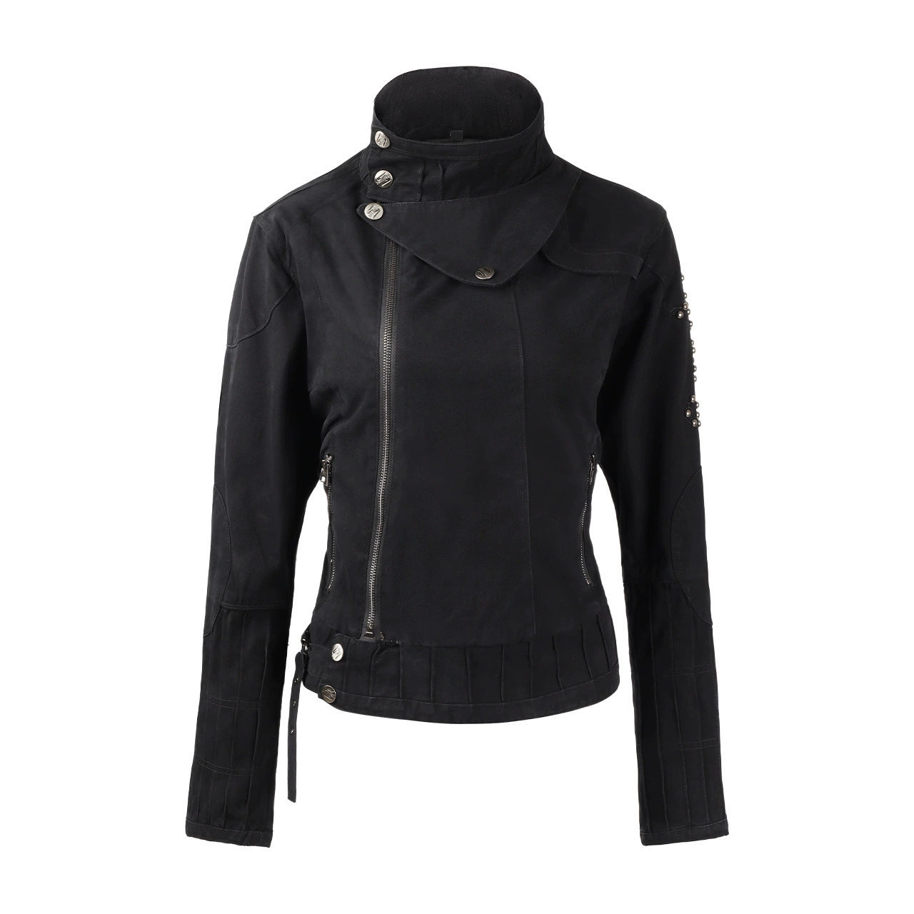 NOMANIAI Old Embroidered Bronze Rivet Short Denim Jacket