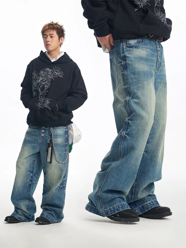 CoosRetro Old Straight Pull Casual Jeans