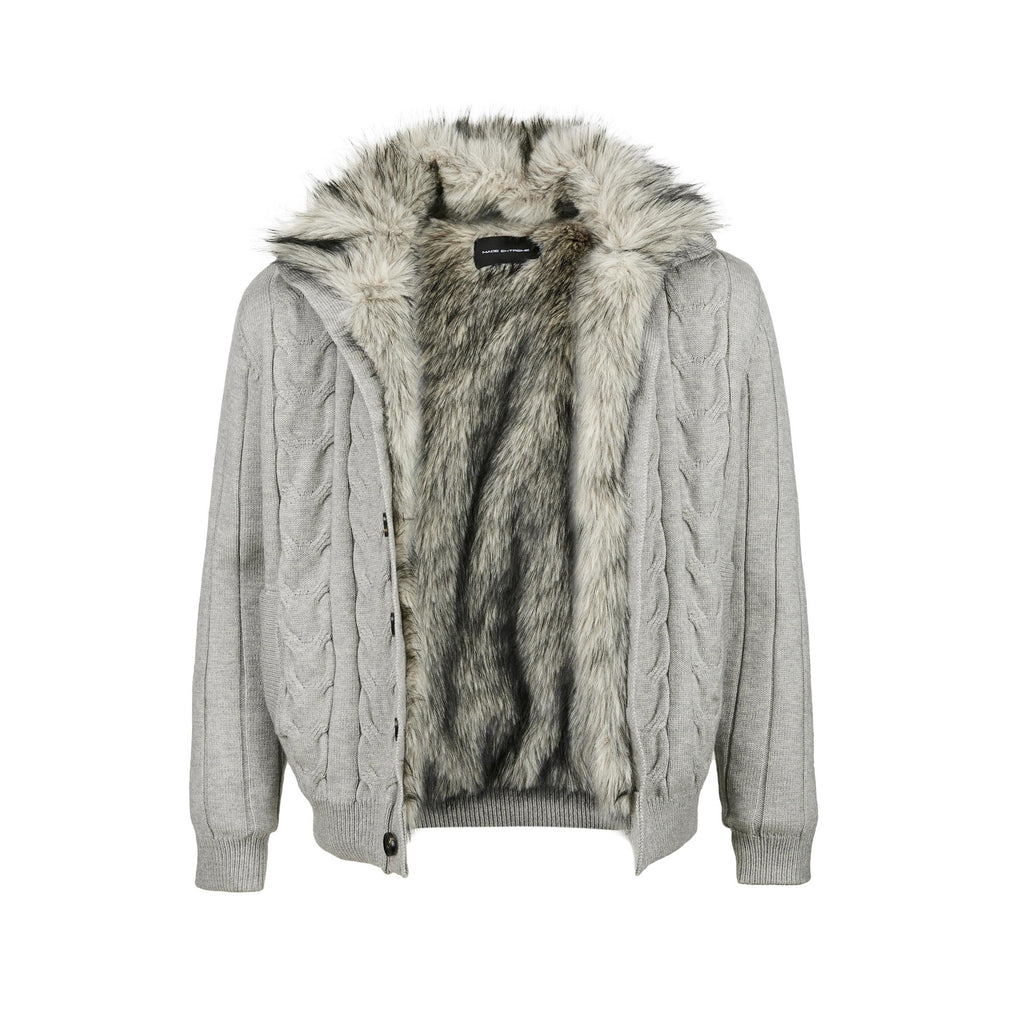 EME Knitted Stand-neck Zip-up Cardigan