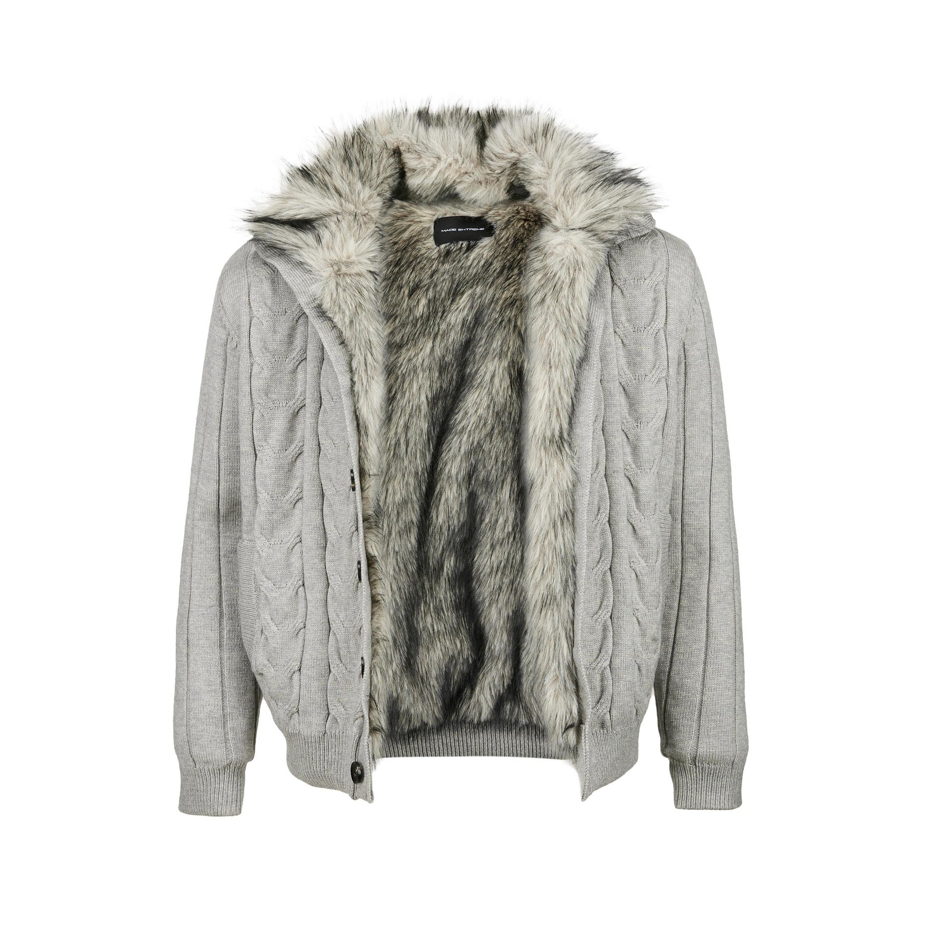 EME Knitted Stand-neck Zip-up Cardigan