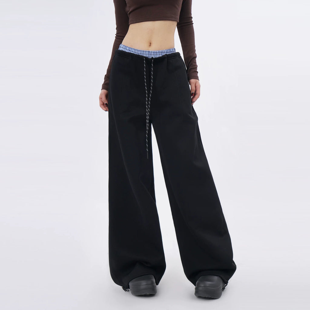 SAMUSAN Double Waist Loose Drape Floor Straight Tote pants