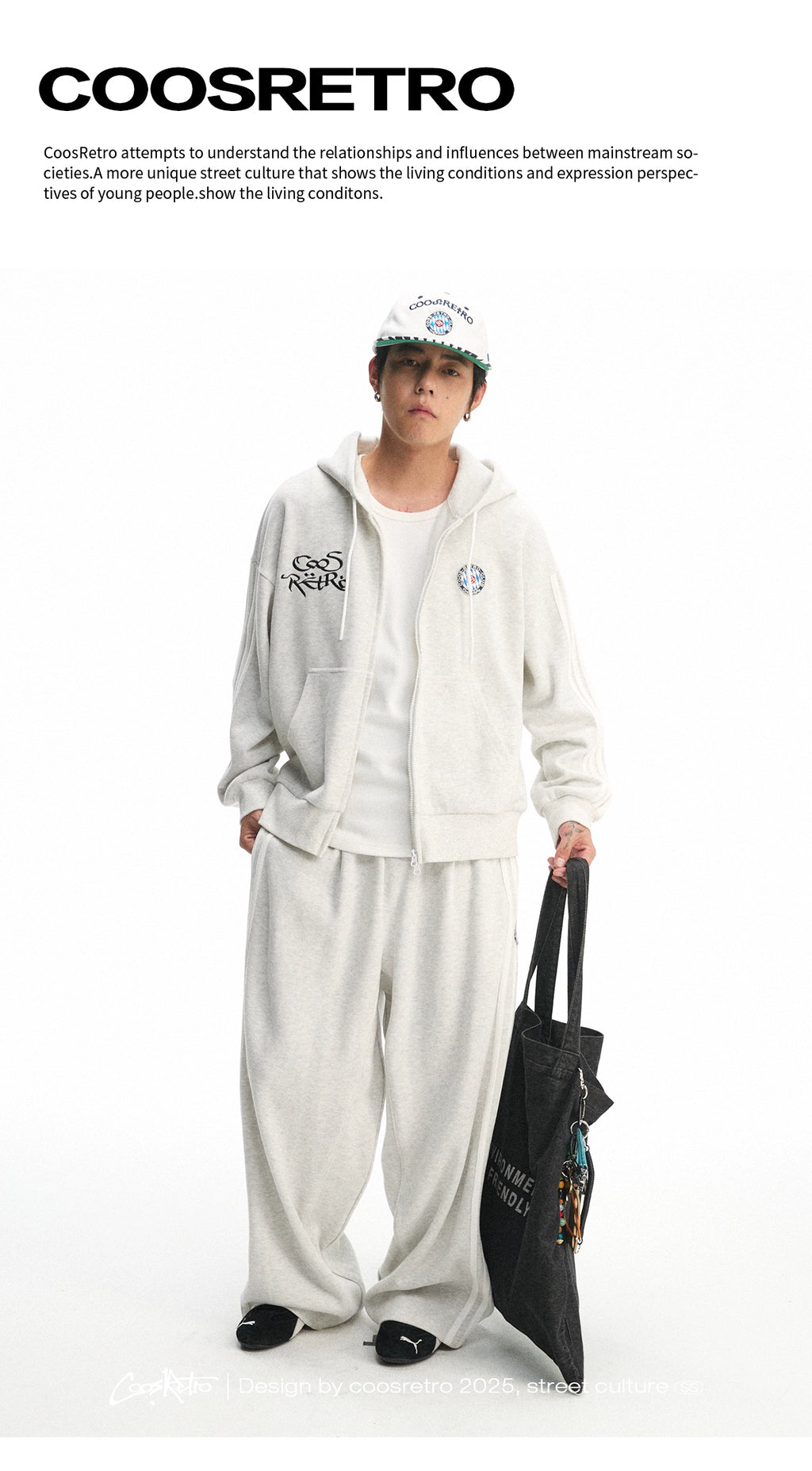 CoosRetro Striped Straight Loose Casual Wide Leg Pants