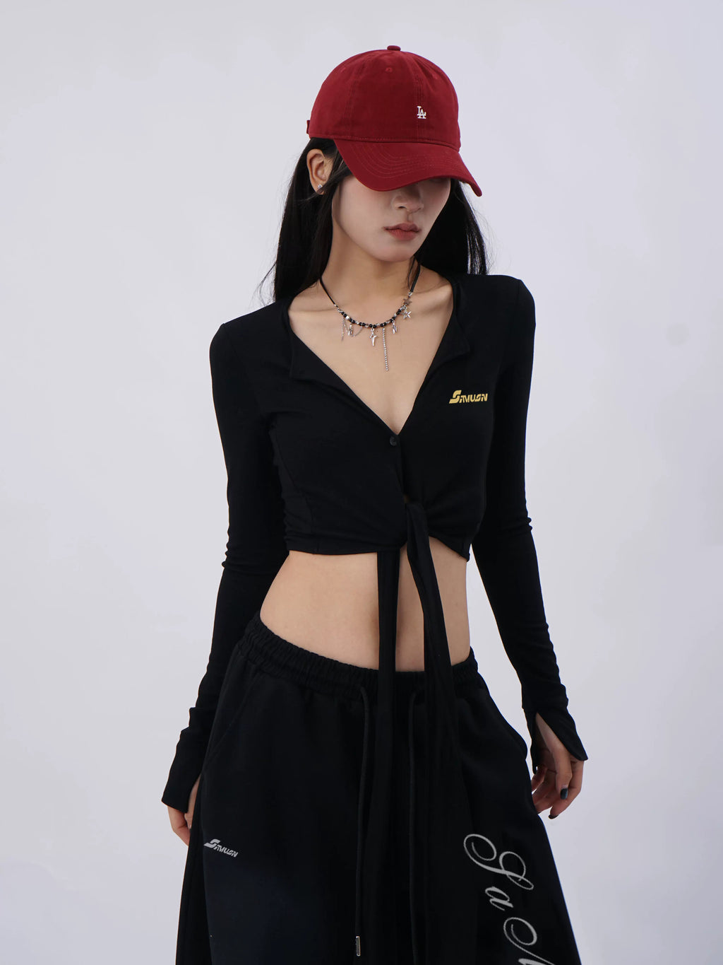SAMUSAN Streamer Waist Towel Two Wear Casual Long Sleeves