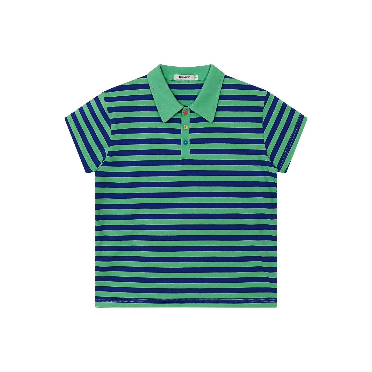 FUNKYFUN Fleece Contrasting Buckle Striped Lapel Polo Shirt