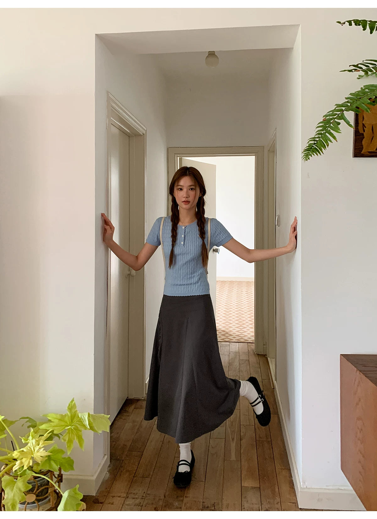 KANO Pleated Stitching Skirt