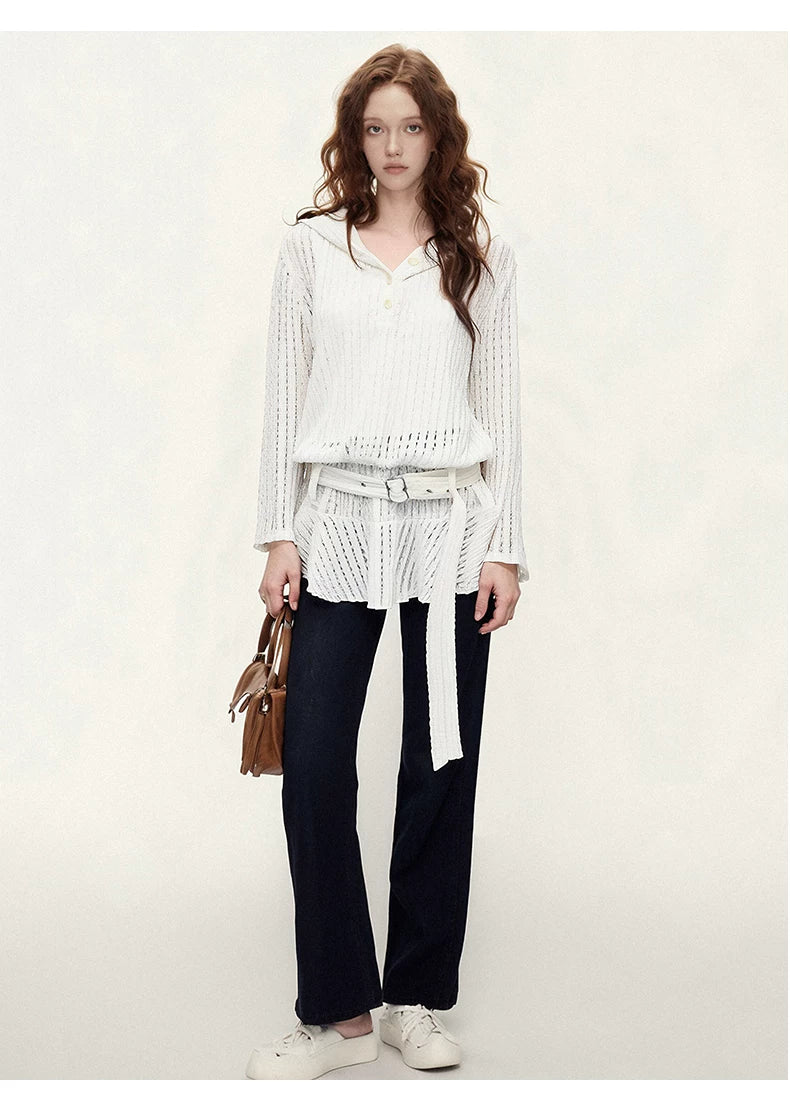 SUREENOUGH Cutout Lace Hooded Dress