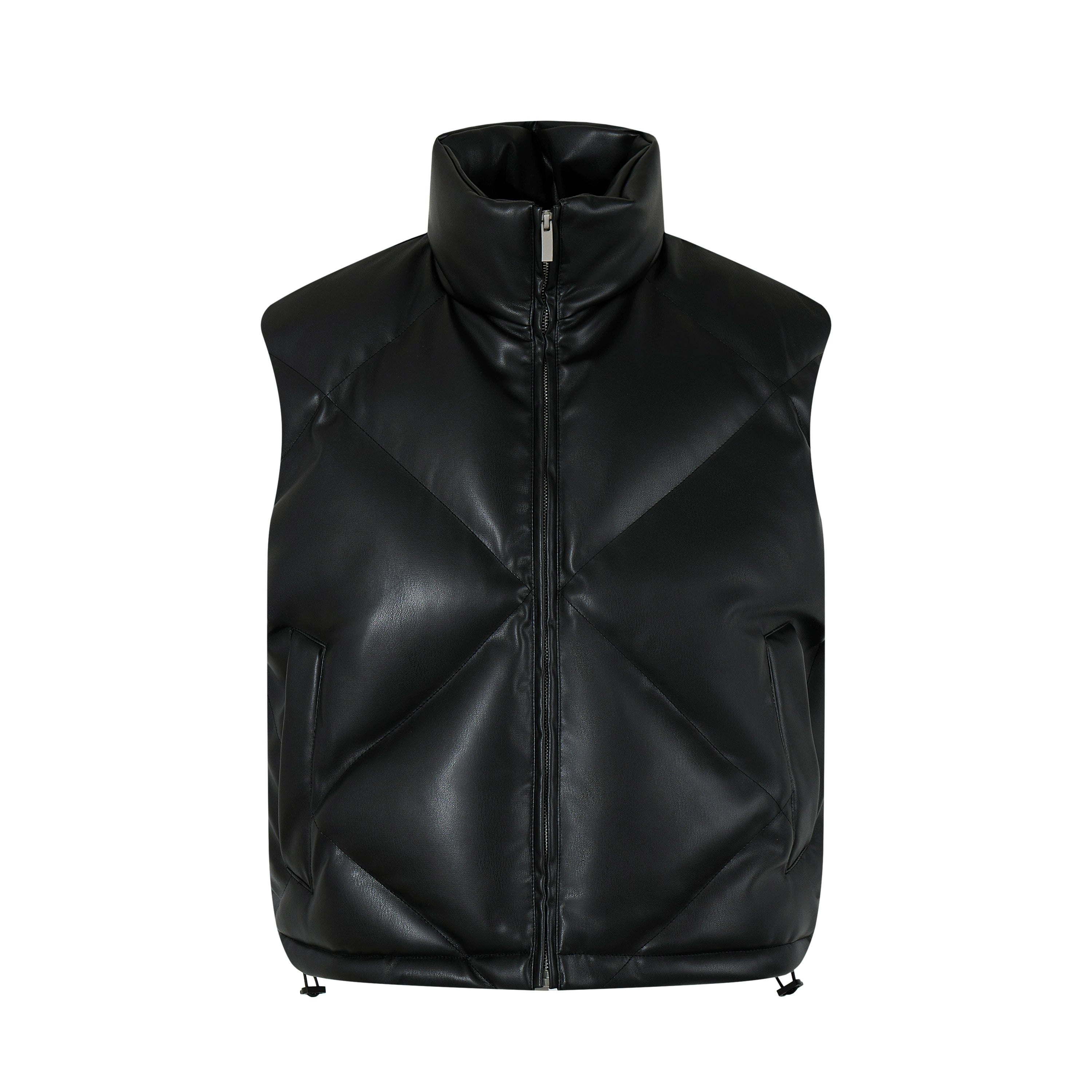 MADWITCH Stand-up Collar PU Leather Jacket Vest