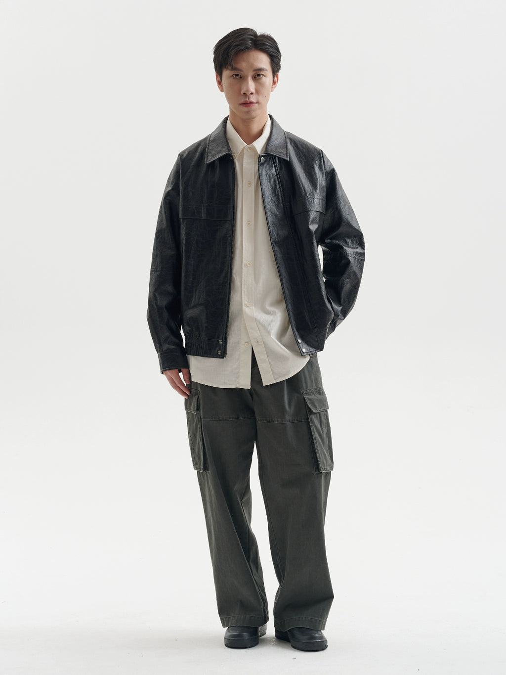 BUTTBILL Make Old Casual Vintage Leather Jacket