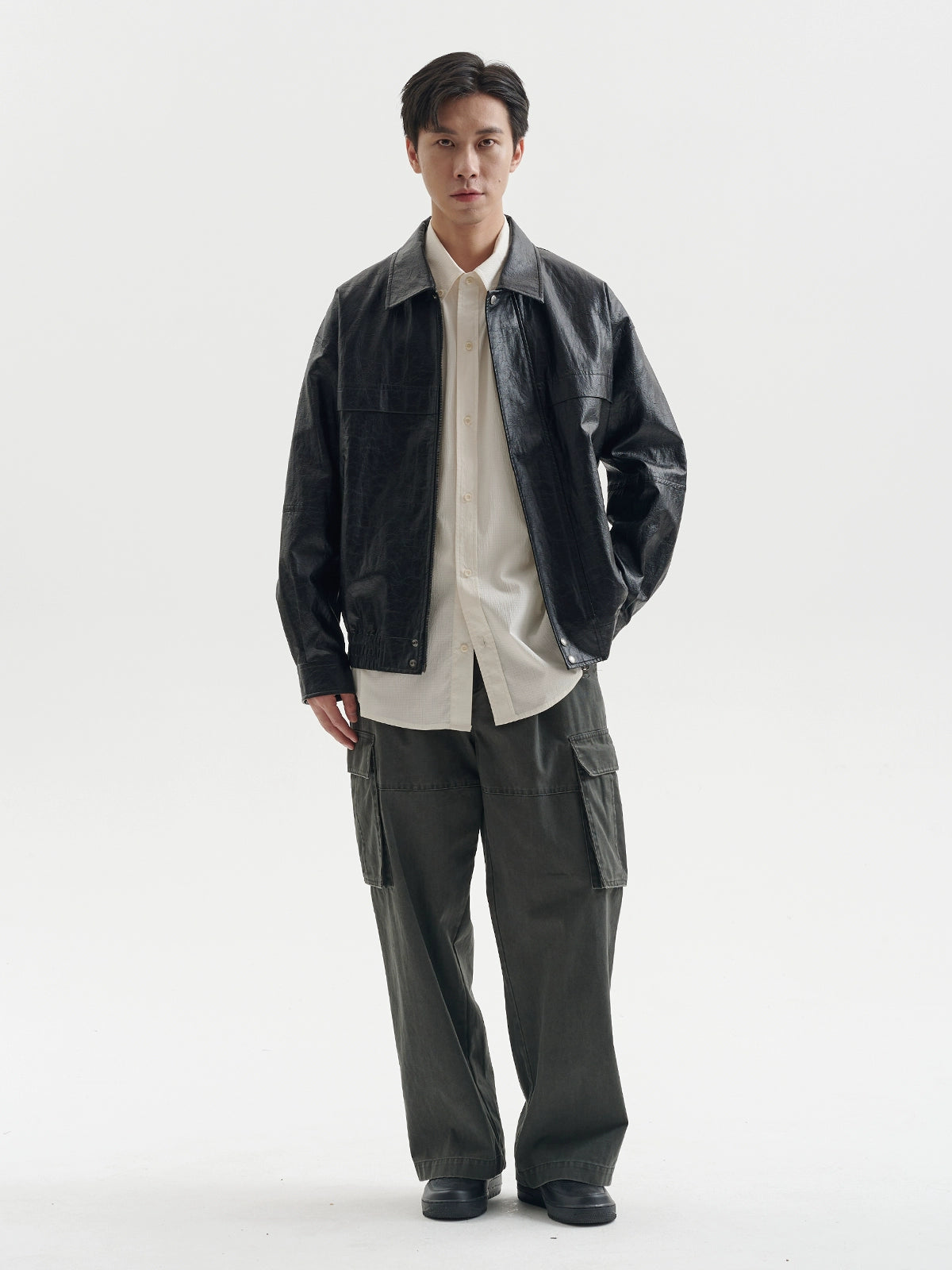 BUTTBILL Make Old Casual Vintage Leather Jacket