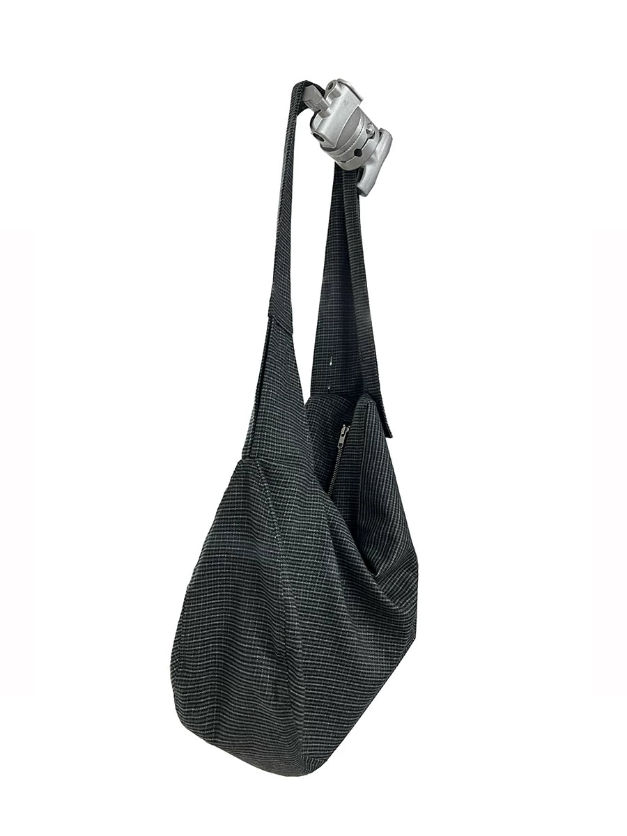 JCAESAR Plaid Large Shoulder Strap Oblique Span Bag