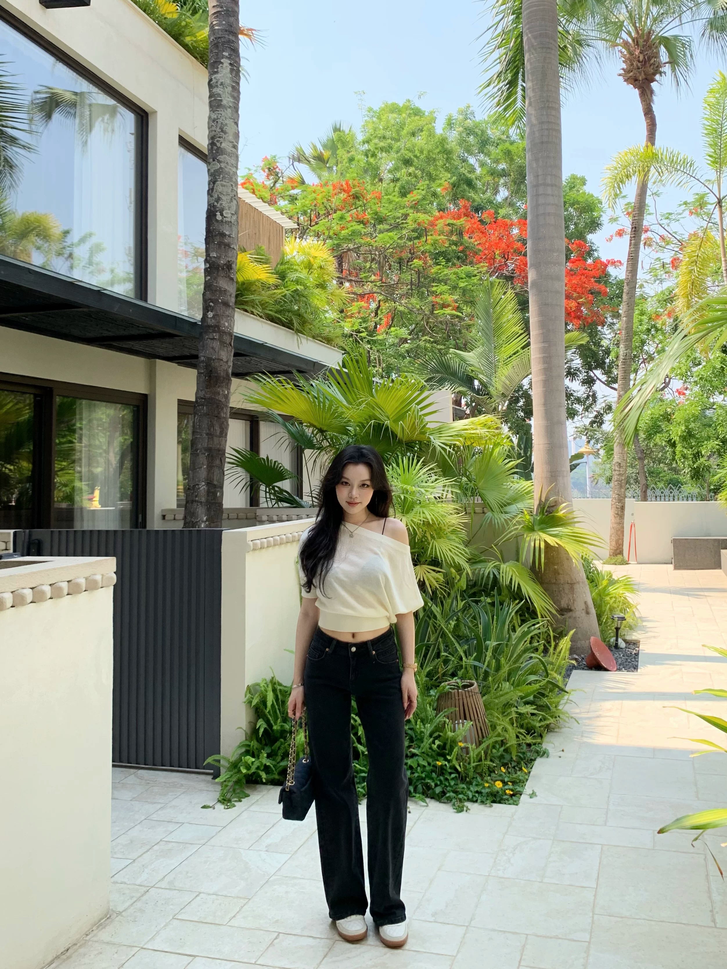Popchee Narrow Mid-rise Straight-leg Pants