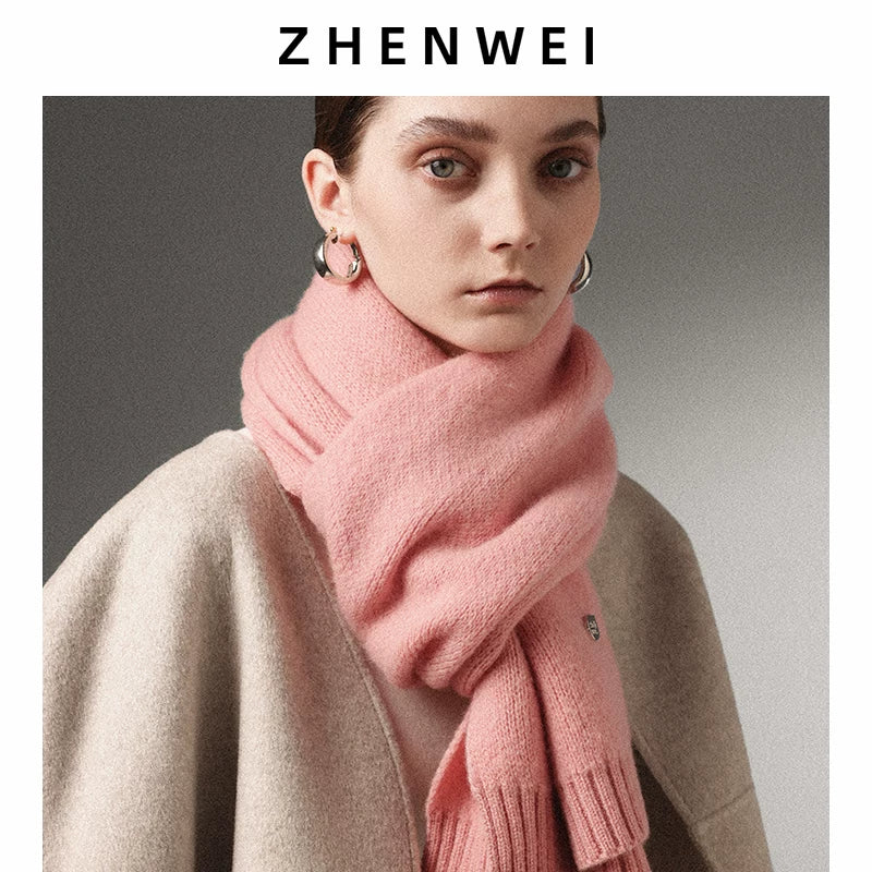 ZHENWEI 100% Wool Enlarged and Widened Knitted Long Scarf