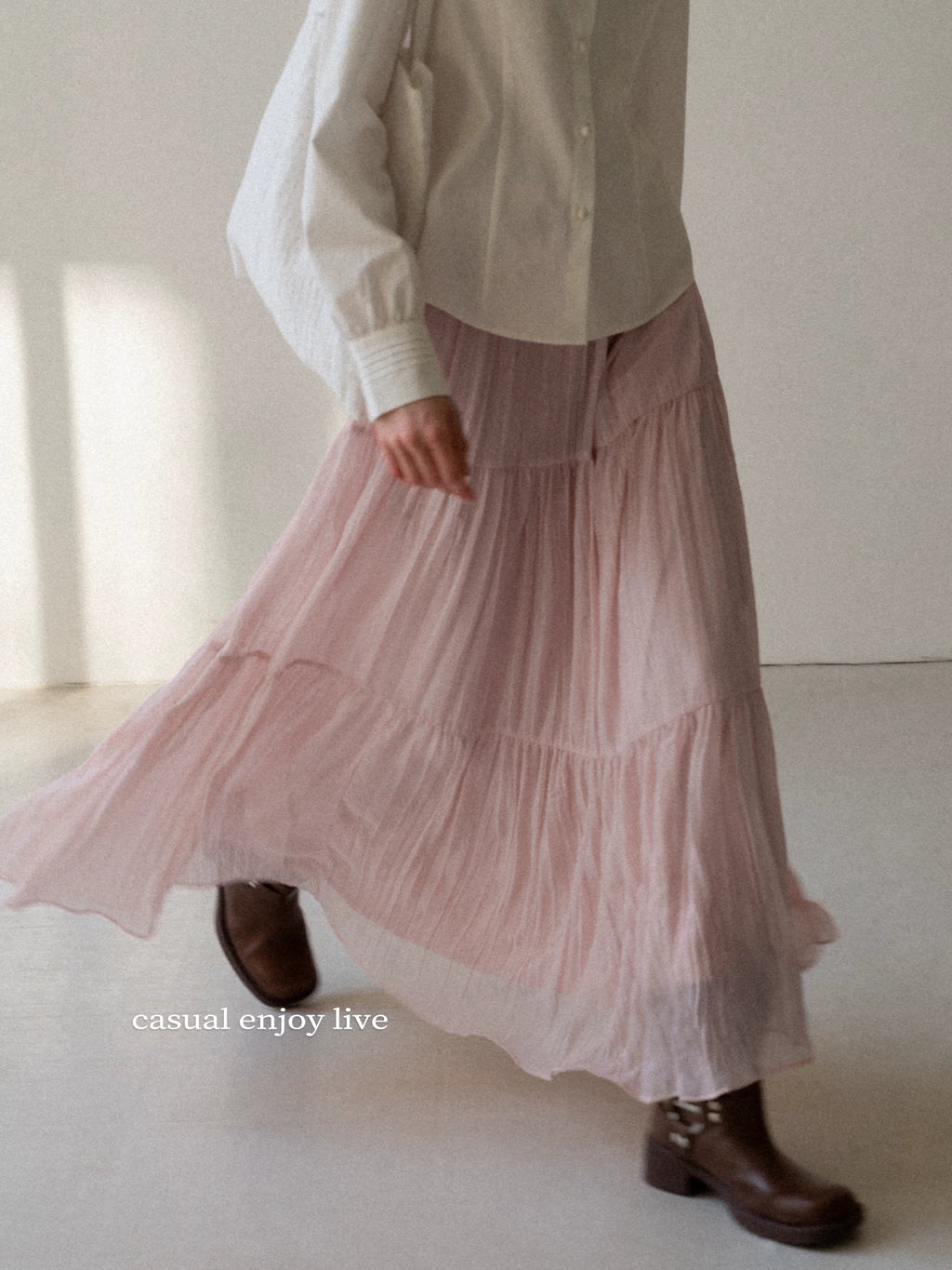 EGGKA Slim Pleated High Waist Skirt