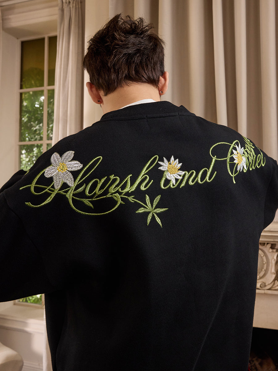 Harshandcruel handwritten flower winding Sweater