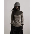 INDULGE High Neckline Color Matching Long Sleeves