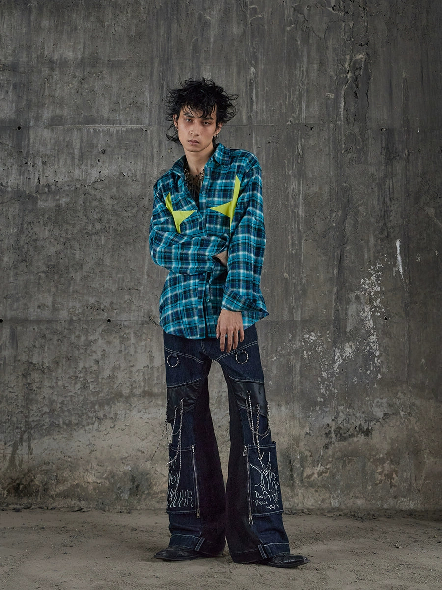 DND4DES Removable Splicing Washed Old Straight Jeans