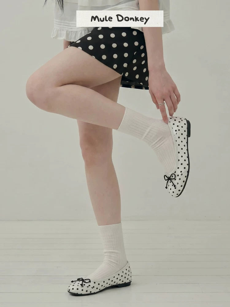Donkey Shallow Mouth Polka Dot Inner Height Increasing Single Shoes