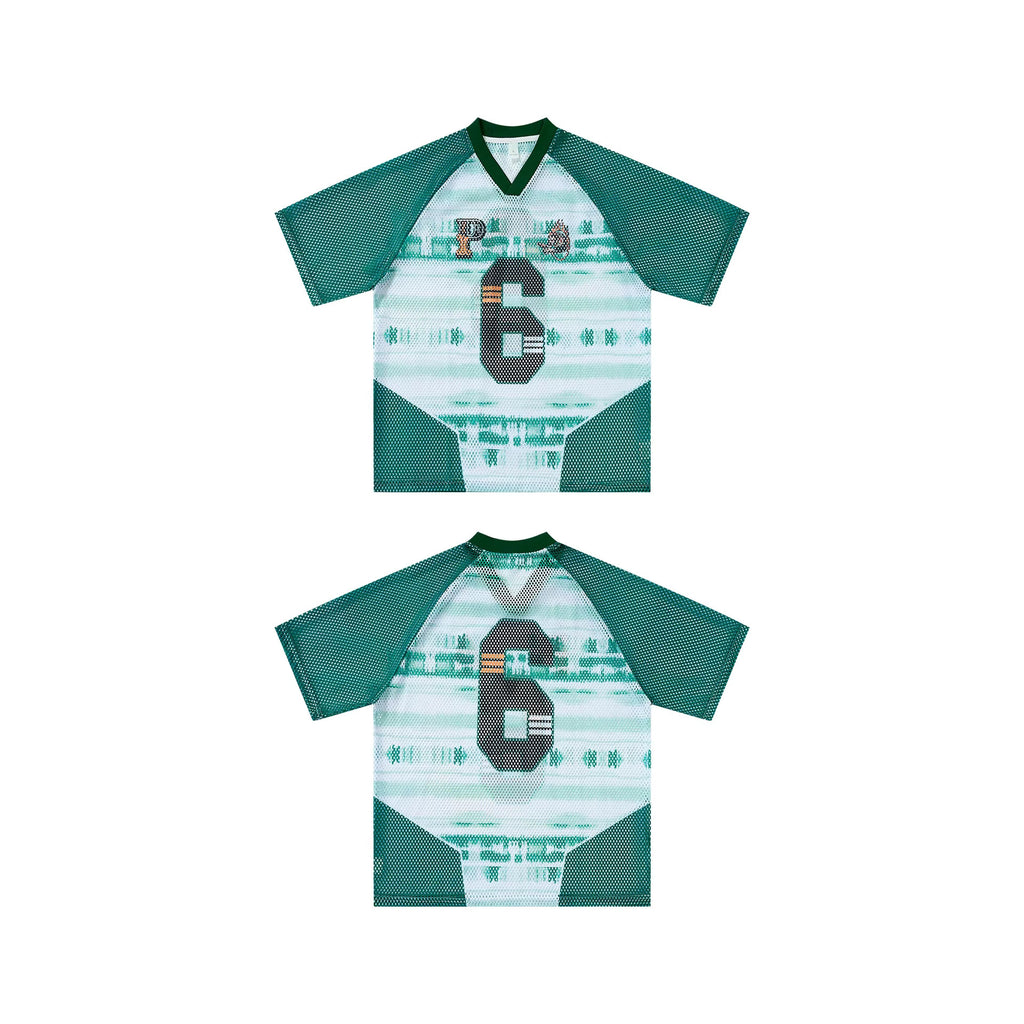 Inflation V-neck Contrasting Splicing Digital Printing Tee