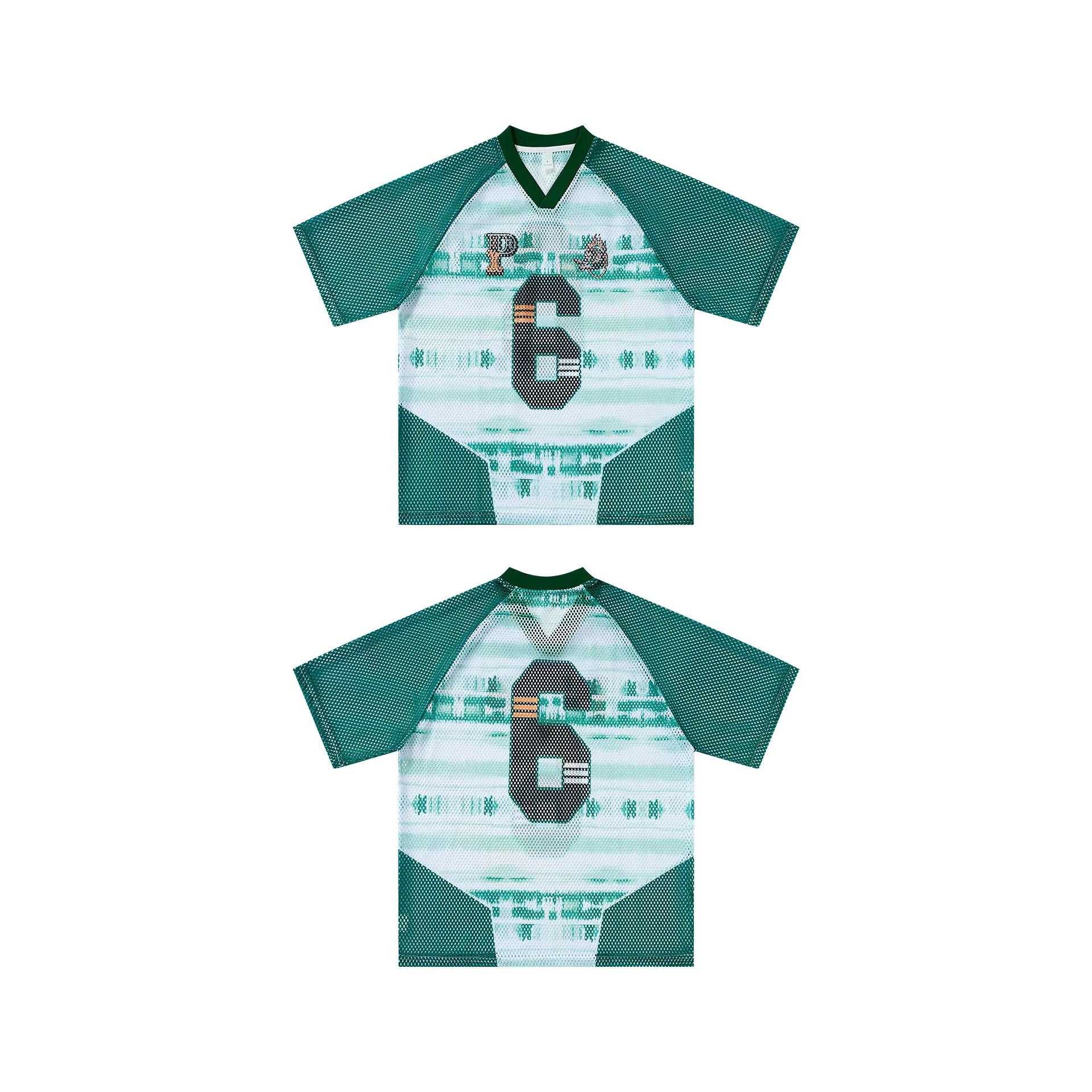 Inflation V-neck Contrasting Splicing Digital Printing Tee