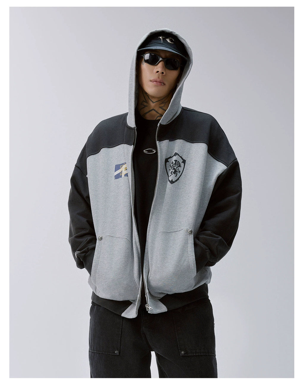 F2CE Splicing Contrasting Color Loose Casual Jacket