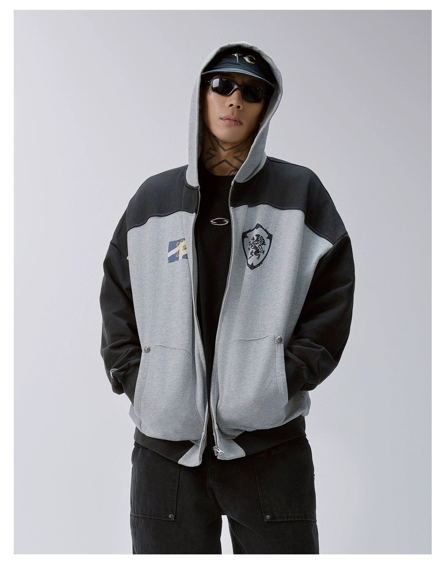 F2CE Splicing Contrasting Color Loose Casual Jacket