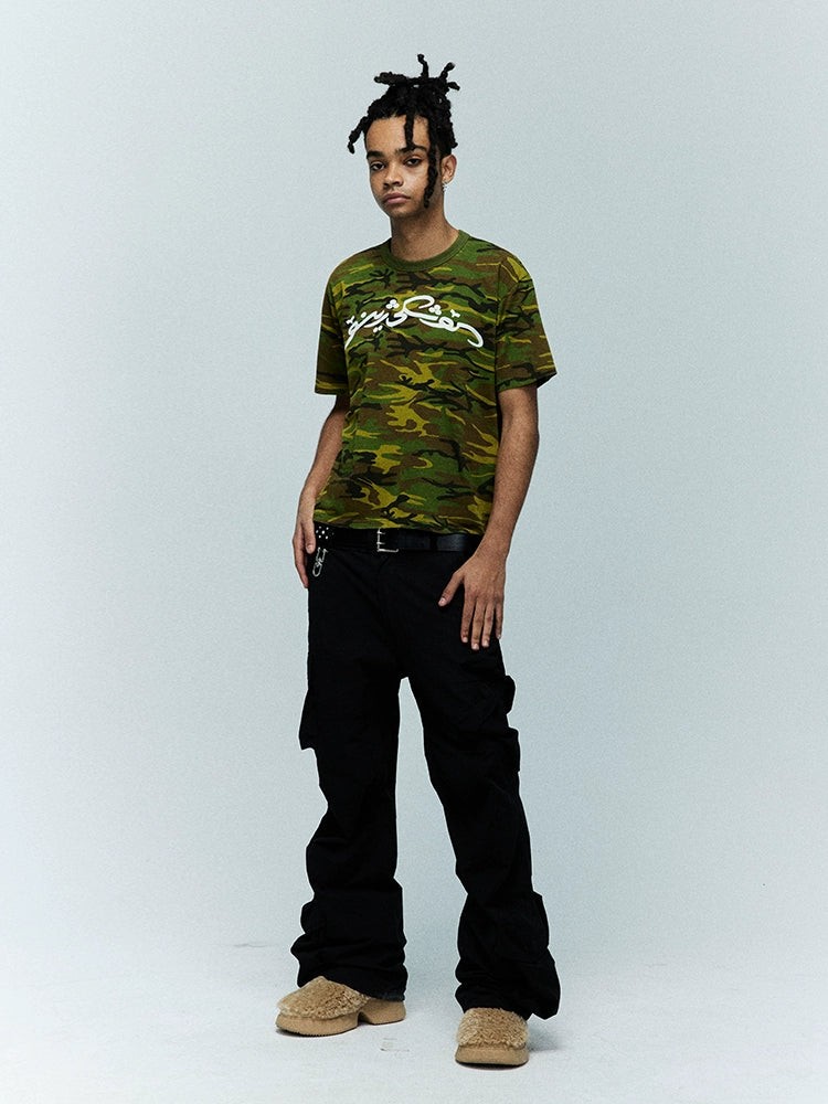 CRICLE CAGE Arabic Slogan Four Clusters Camouflage Tee