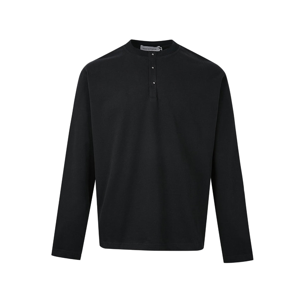 MADEEXTREME 100% Cotton Quiet Luxury Light Velvet Loose Crew Neck Long Sleeve Tee