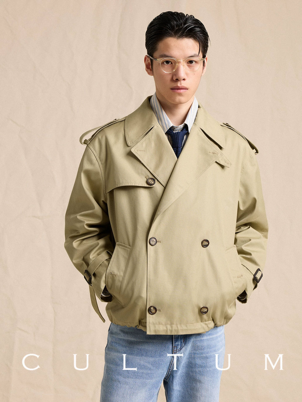 CULTUM Double-breasted Lapel Short Jacket
