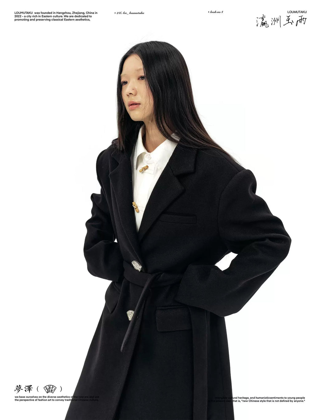 LOUMUTAKU Metal Window Button Woolen Coat Jacket