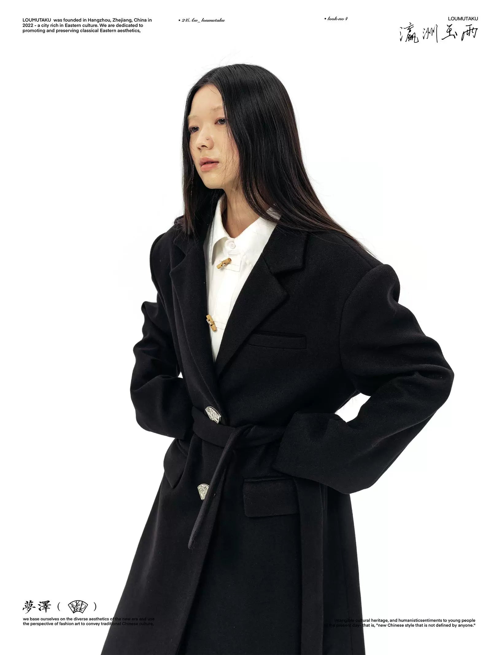 LOUMUTAKU Metal Window Button Woolen Coat Jacket