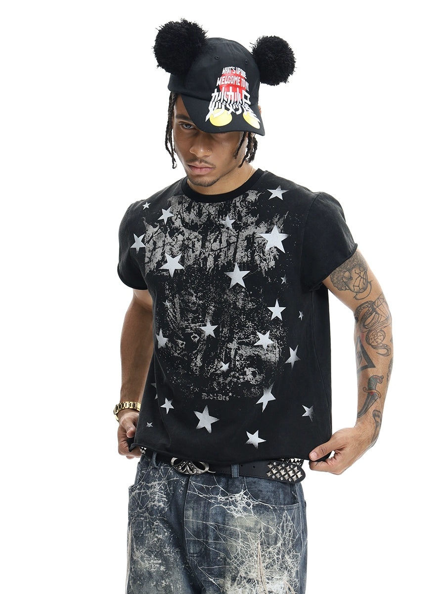 DND4DES Star Printed Curled Wrap Tee